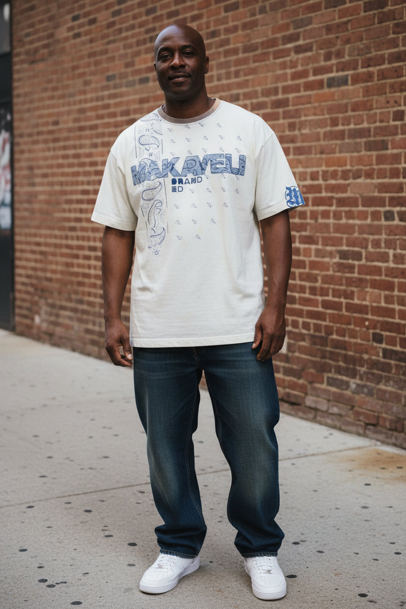 Makaveli Branded Shirt Mens 2XL White Bandana Paisley Logo Graphic Tee 17410