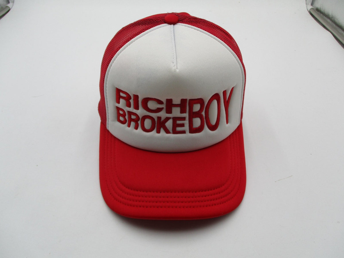 Crowns By Lids Hat Cap Snap Back Mens One Size Red Rich Broke Boy Trucker Mesh1