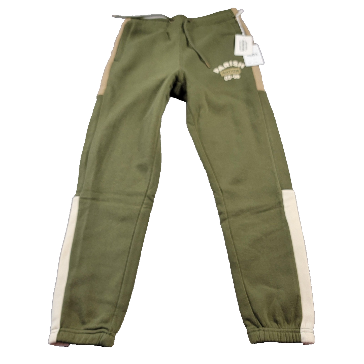 Parish Nation Pants Mens Medium Olive Green Joggers Fleece Side Stripe