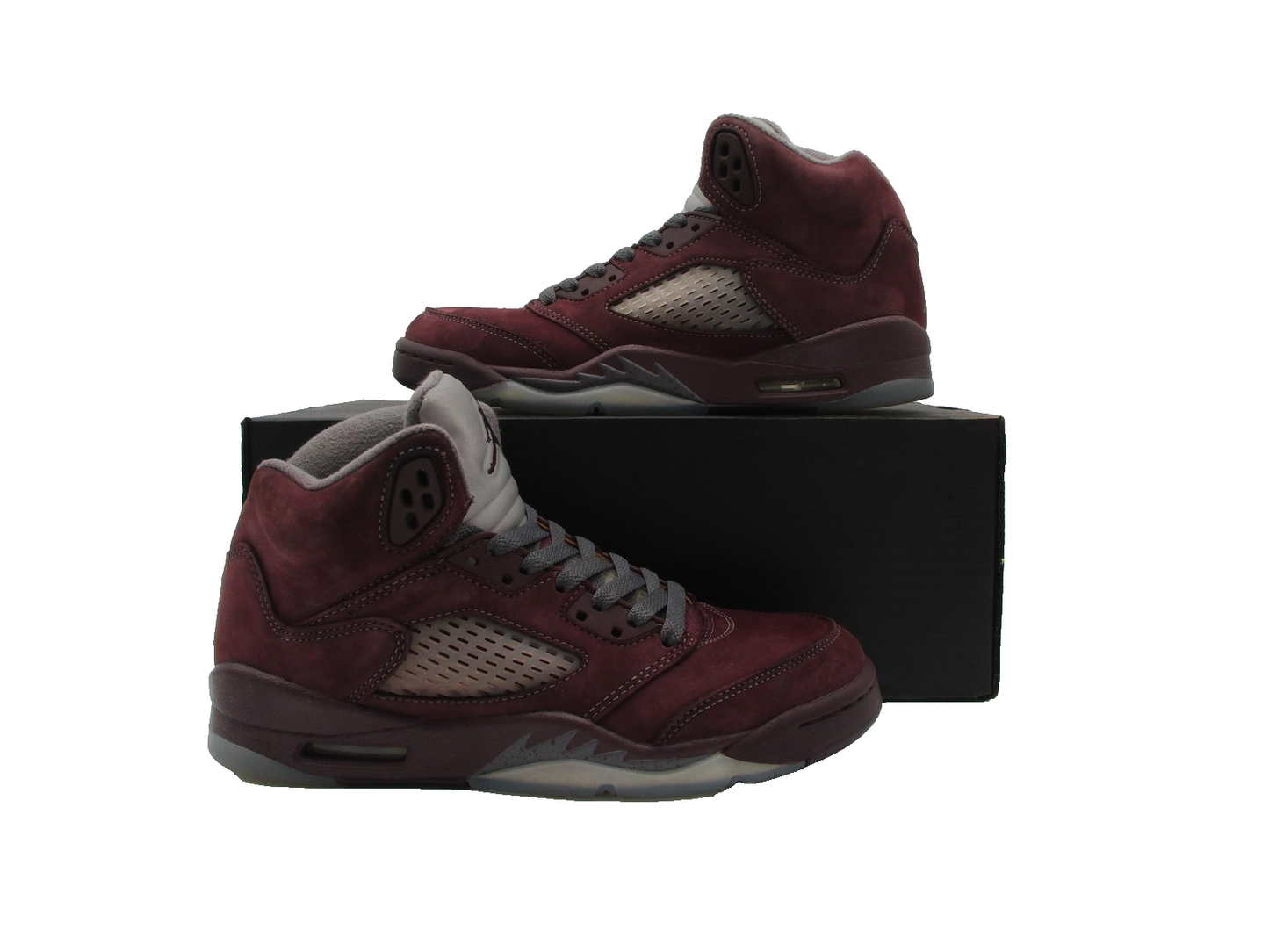 Nike Air Jordan 5 Retro Shoes Size 5.5Y Burgundy Gray Suede GS FN4233-600 (1E3)0