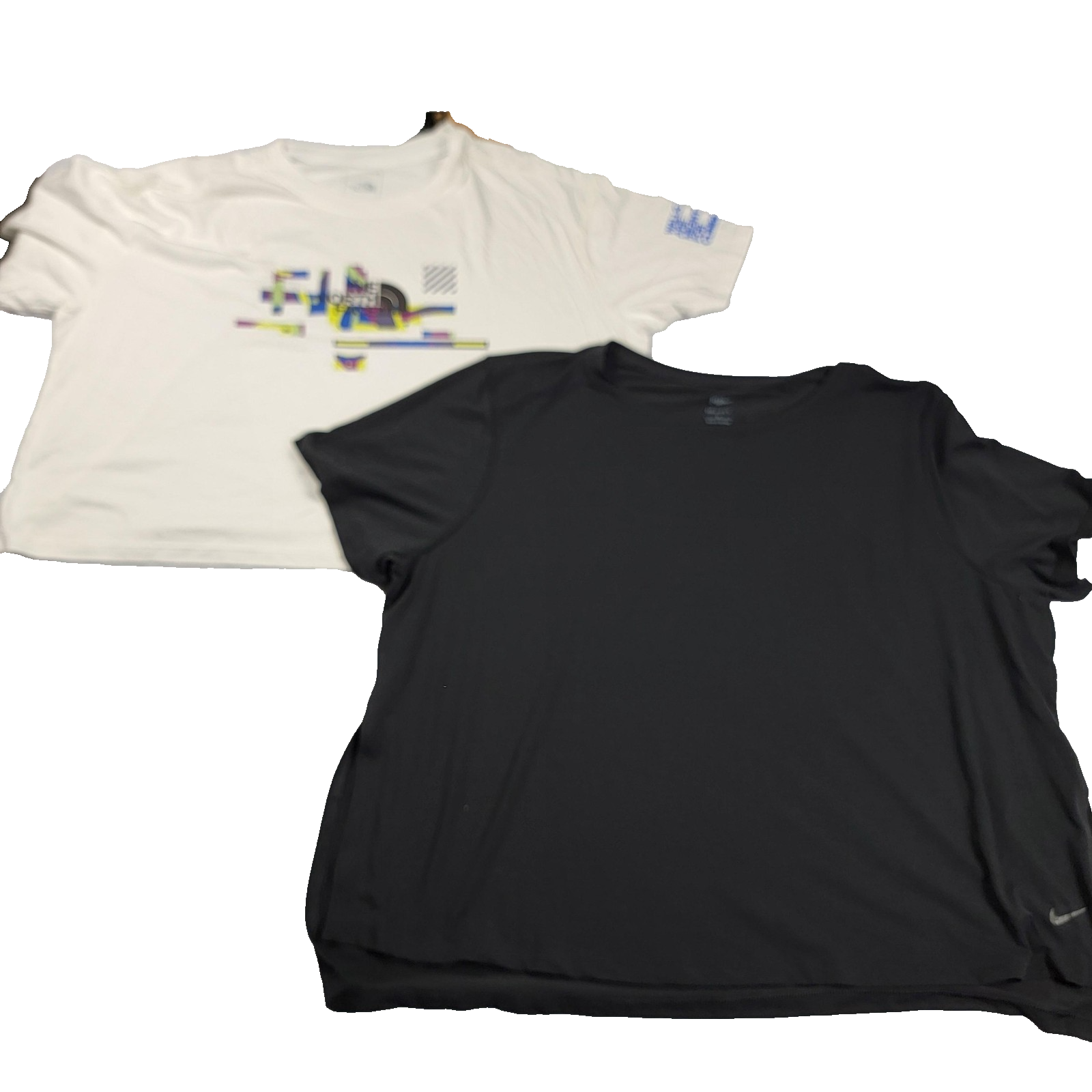 2 Pk The North Face Relaxed Fit White + Nike Yoga Dri Fit T Black Sz 2X