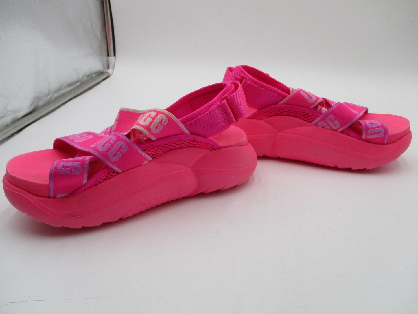 UGG Shoes Womens Size 6 Pink Logo Strappy Platform Wedge Sport Sandals 11100904