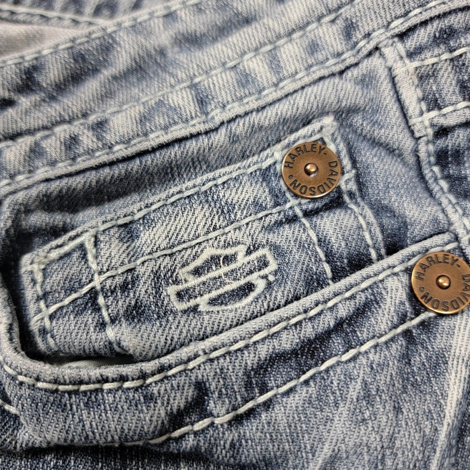 HarleyDavidson Jeans Womens 8 Blue Bootcut Distressed Denim Biker Pants