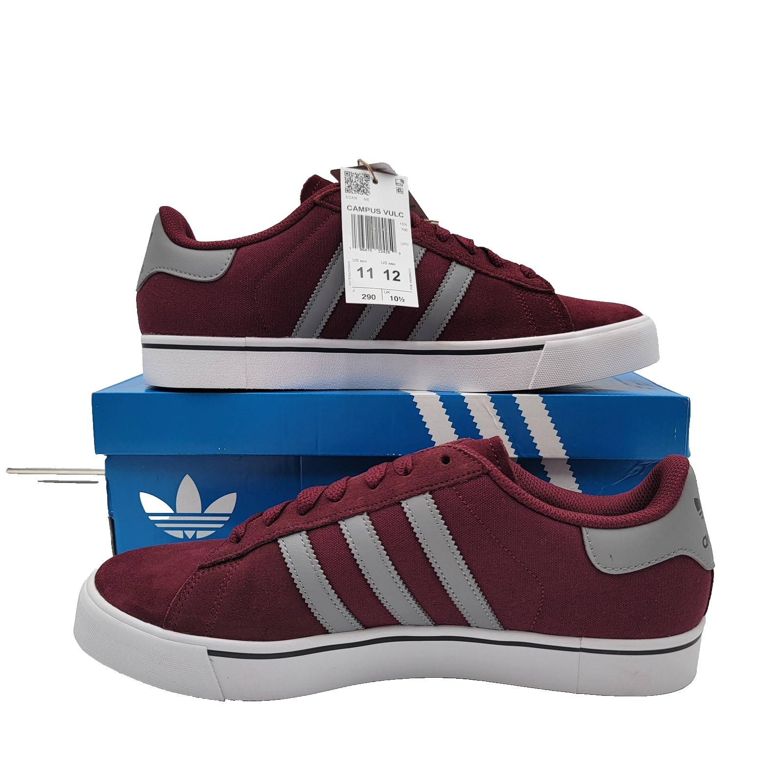 Adidas Campus Vulc Shoes Mens Size 11 Maroon Gray Skate Classic Suede IF9286 New1