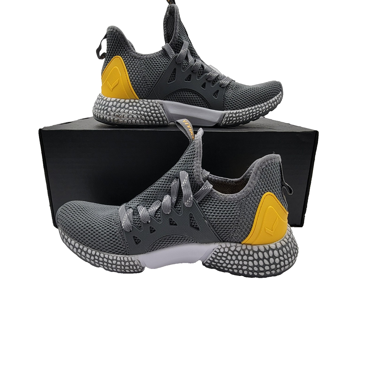 Vitike Shoes Womens Size 37 Gray Yellow Mesh Walking Casual Lightweight Sneakers1