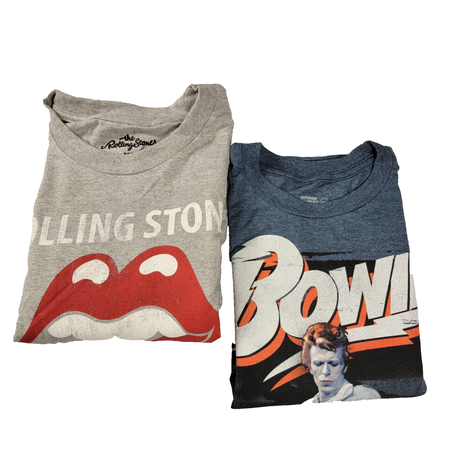 Rolling Stones Long Sleeve 1975 Tour & Bowie Short Sleeve Shirt Mens XL