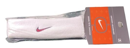 Vintage Nike Sweat Headband White with Red/Black Swoosh NEW0