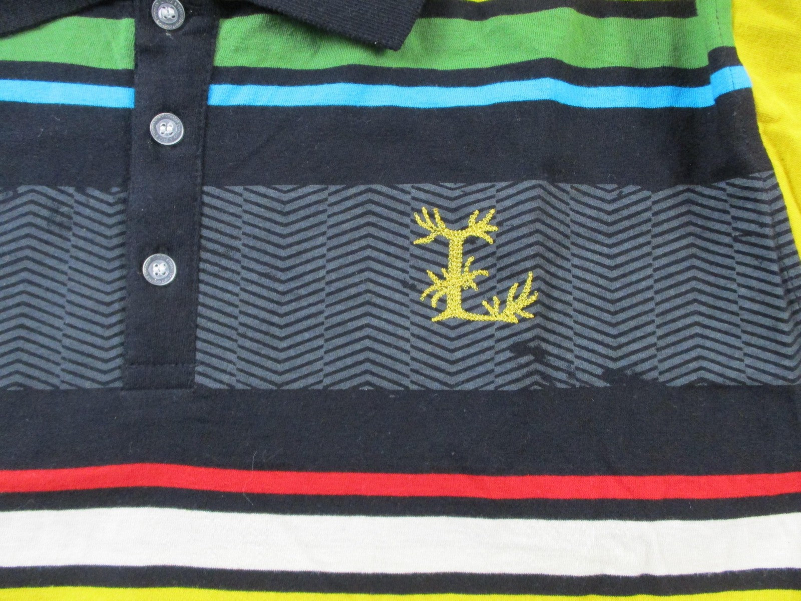 LRG Polo Shirt Mens 2XL Multicolor Striped Short Sleeve Cotton Collared Casual7