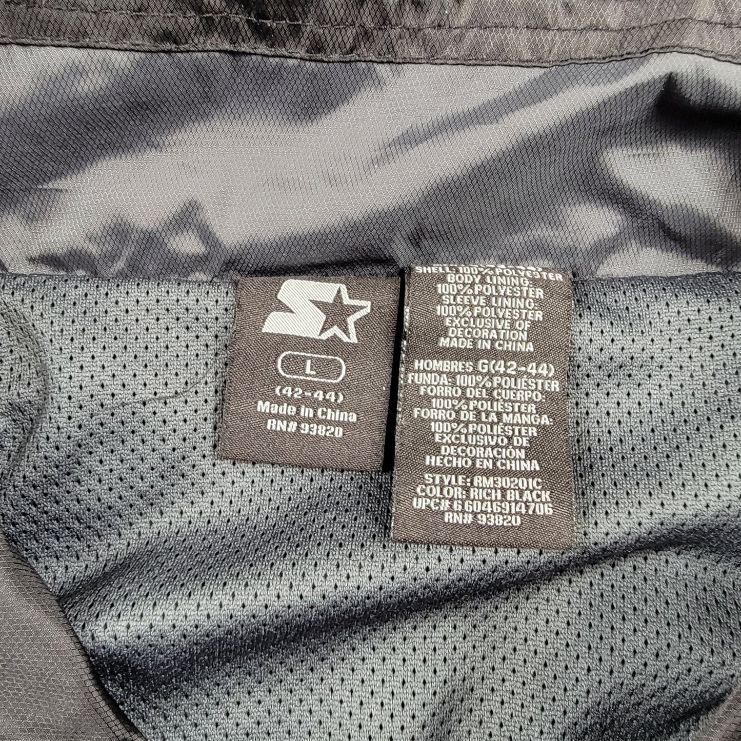 Starter Black Hooded Windbreaker Jacket Men’s Large Preowned Zip Front