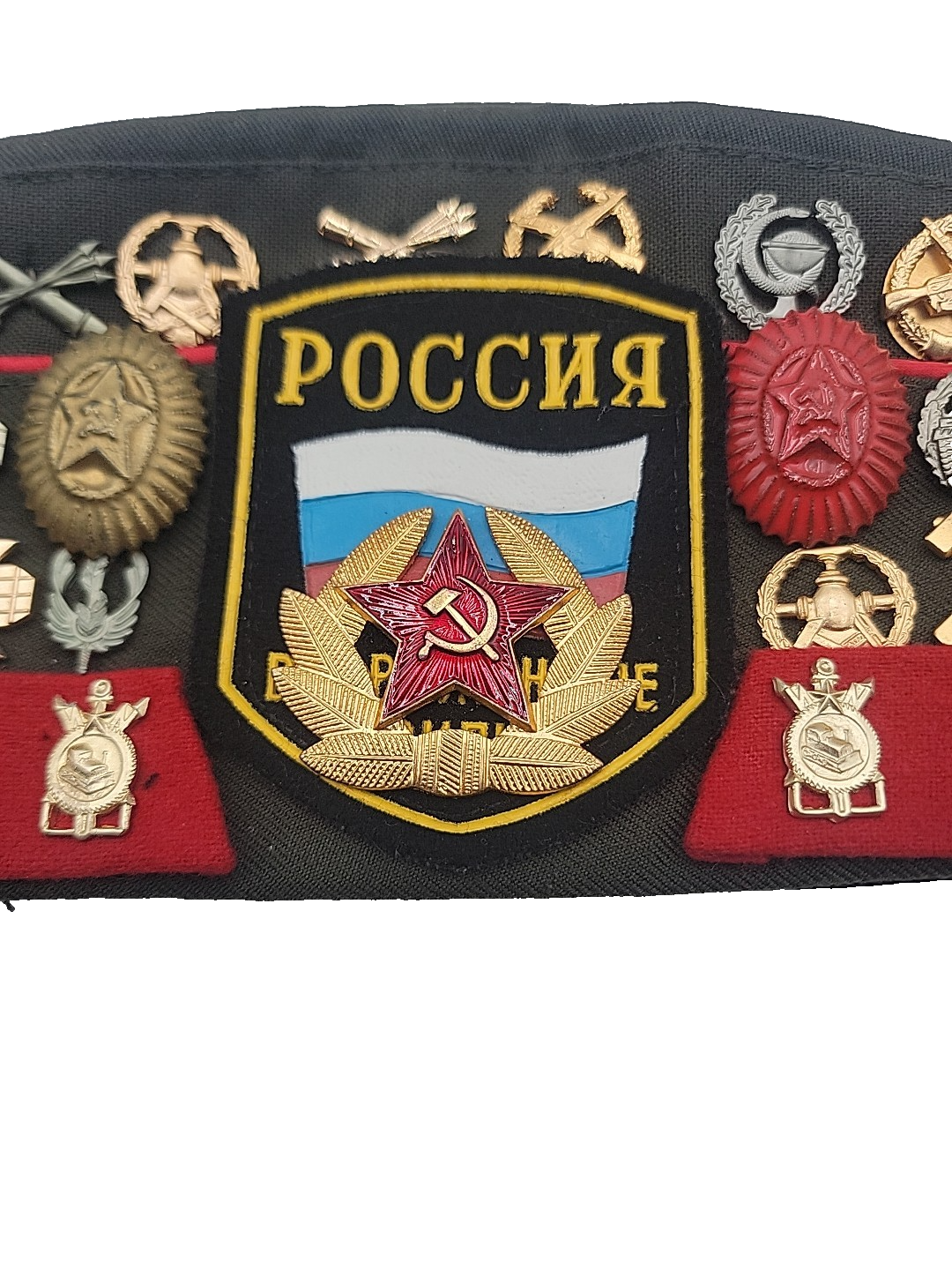 Soviet Military Pilotka Army Cap USSR Vintage Hat 33 Pins 4 Patches Militaria2