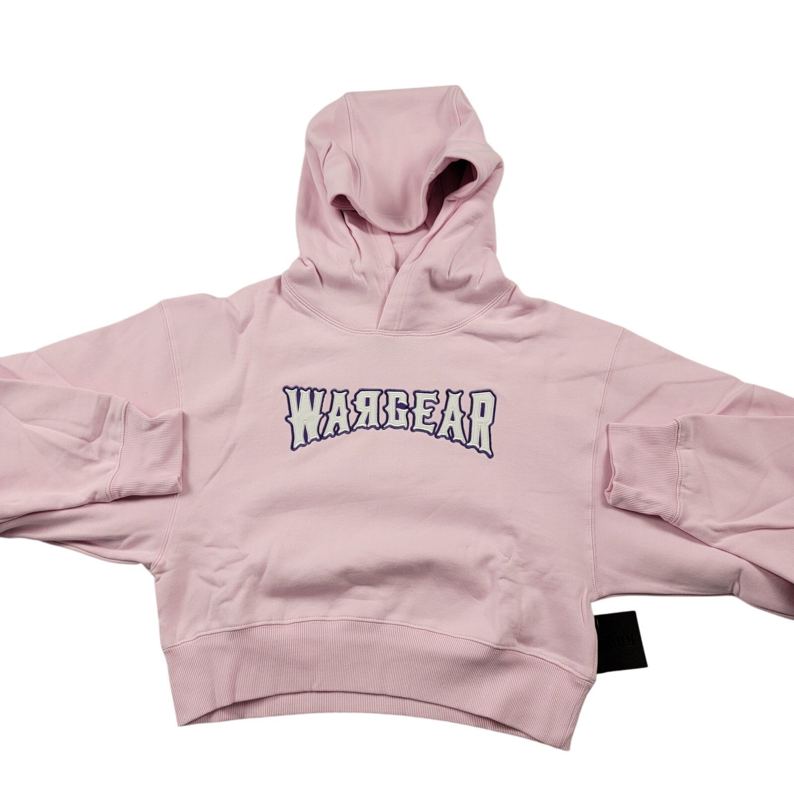 RawGear Pink Cropped Hoodie L Womens WarGear Logo Embroidered NWT