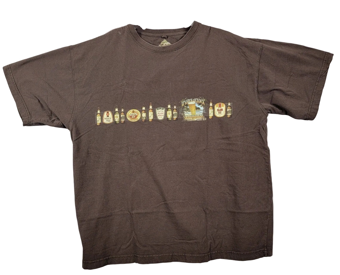 Newport Blue Graphic Beer O Clock Brown Tshirt Sz XXL