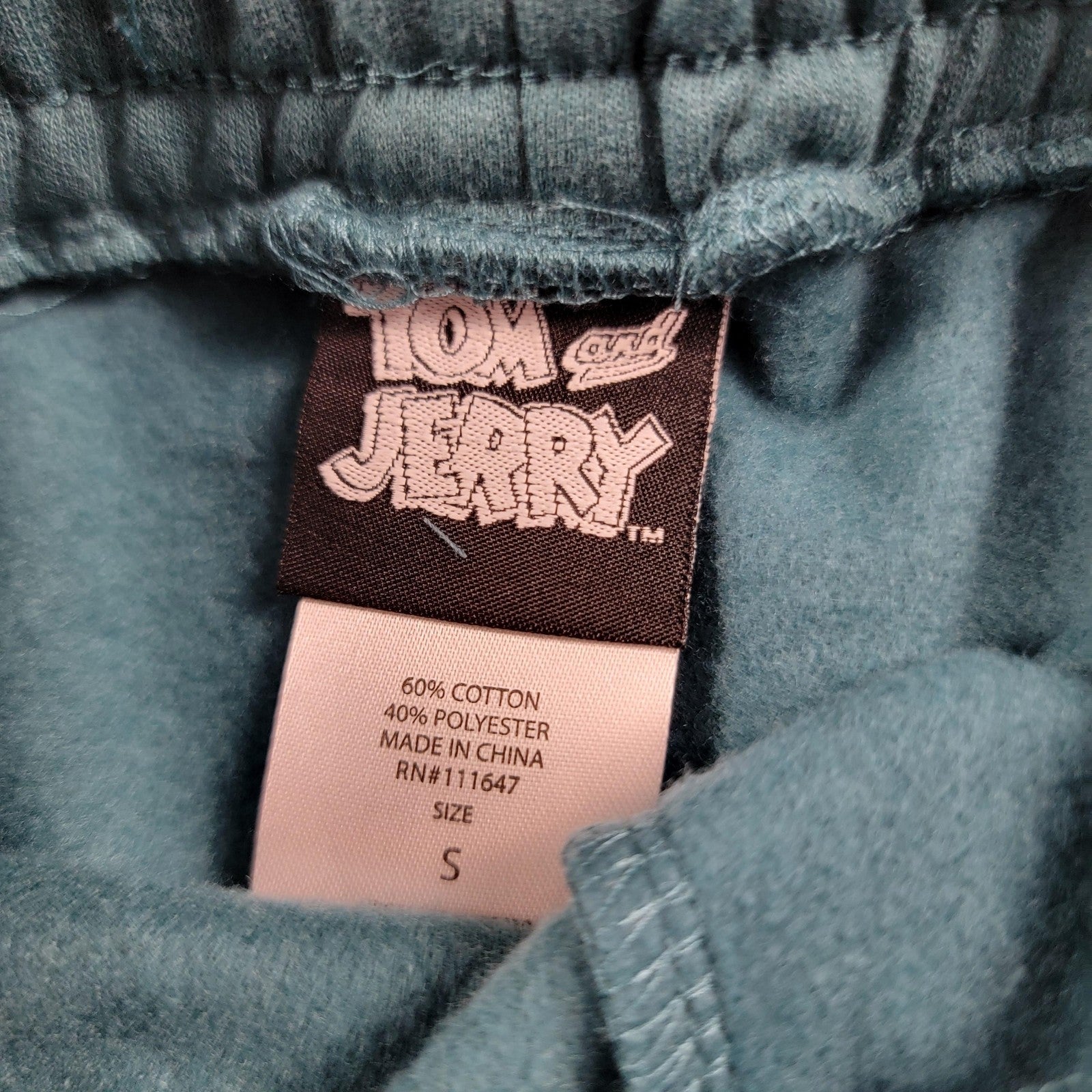 Tom & Jerry Pants Unisex Small Teal Cartoon Joggers Warner Bros Lounge New