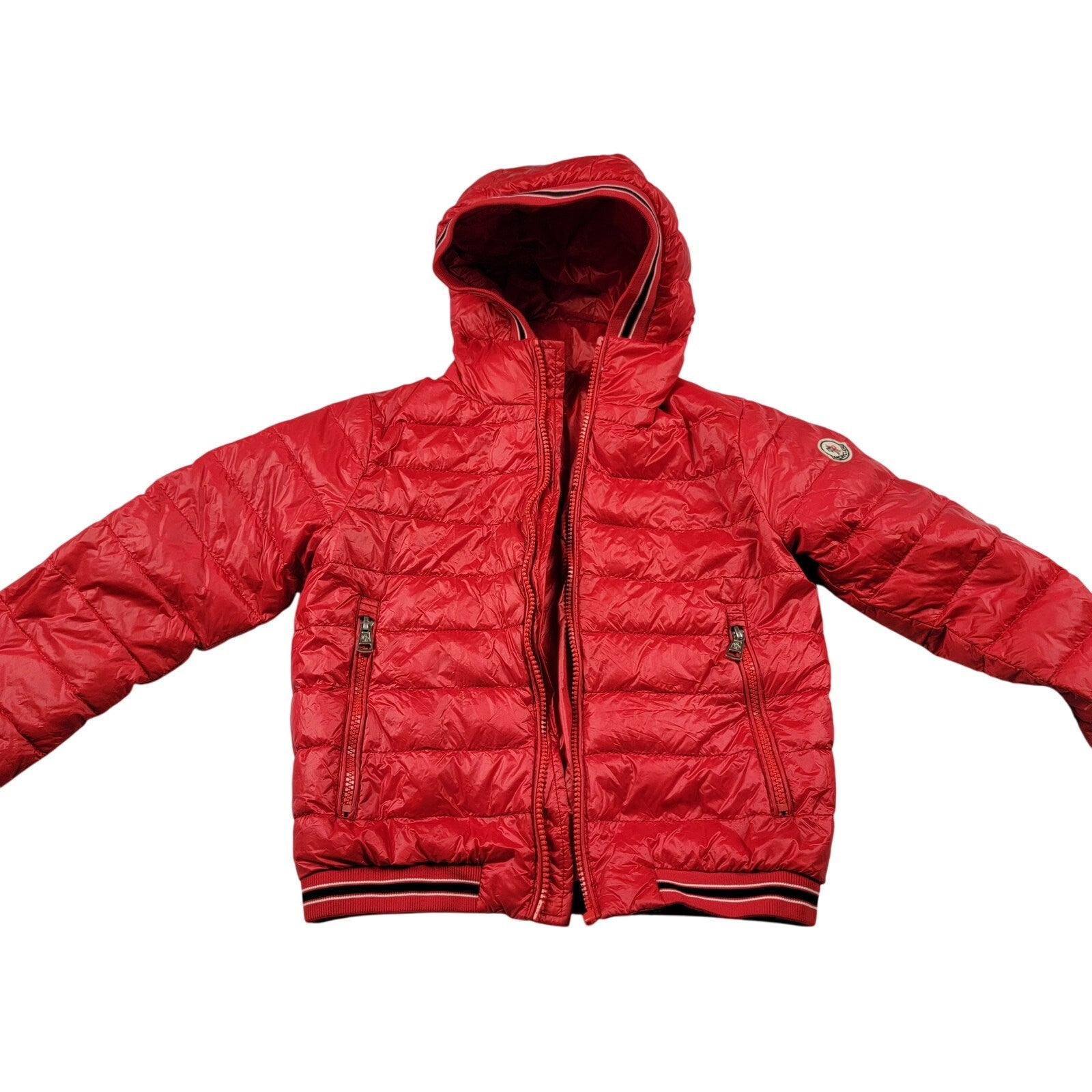 Moncler Kids Eliot Giubbotto Red Down Puffer Jacket Size 8