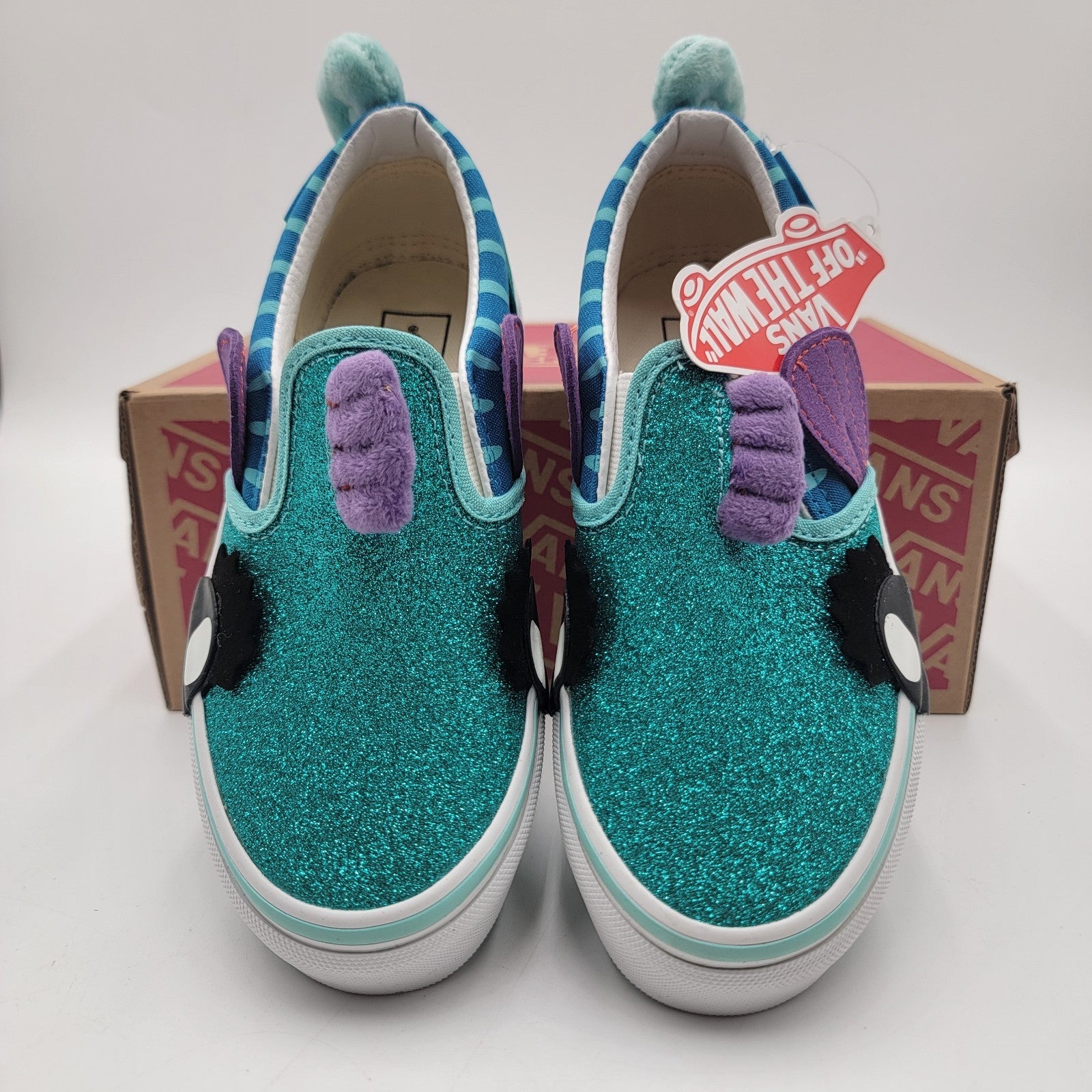 Vans Kids Classic SlipOn Aqua Sky Mermaid Glitter Toddler Size 1 US w/ Box2
