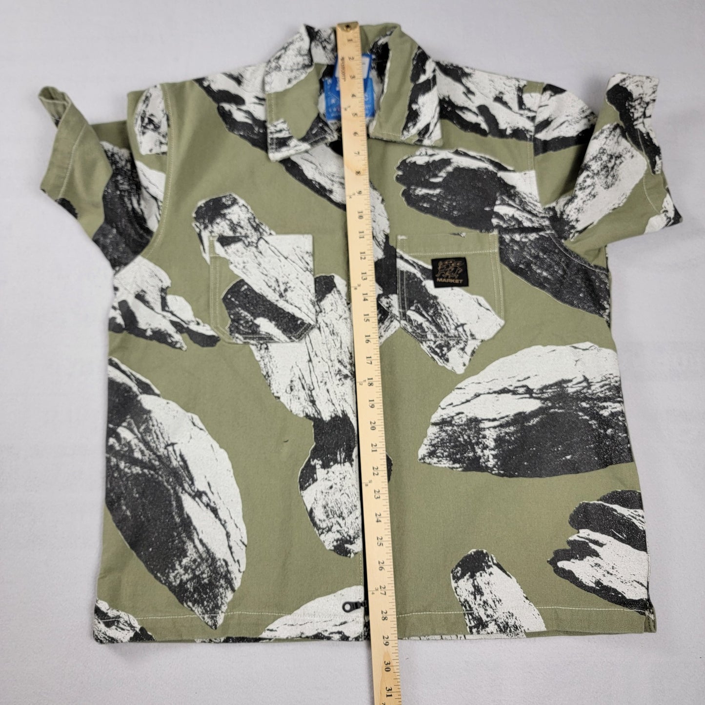 Market Mens Green Talus Work Shirt Short Sleeve Sz L