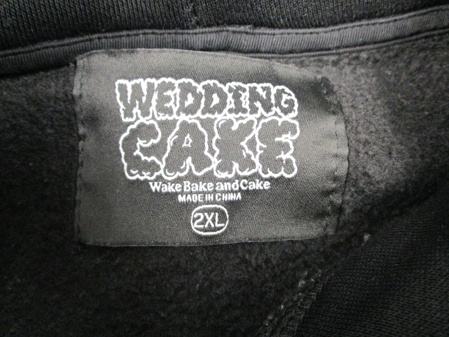 Wedding Cake Hoodie Mens 2XL Black Graphic Pullover Back Embroidered