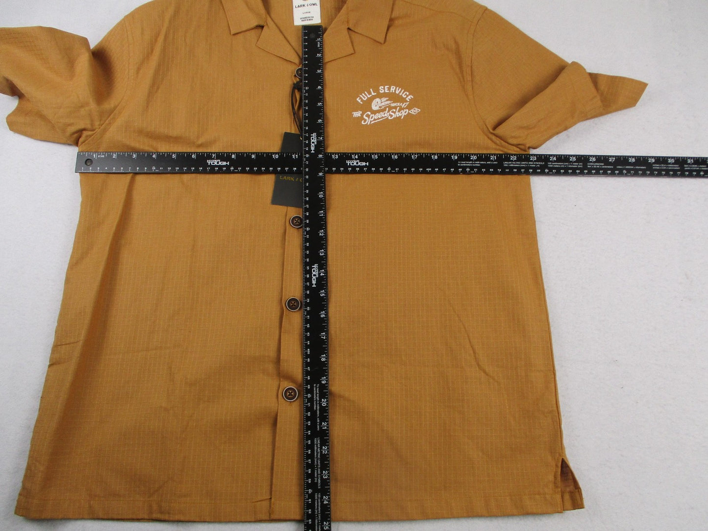 Lark & Owl Shirt Mens Large Orange Full Service Speed Shop AVIRGILE3YM