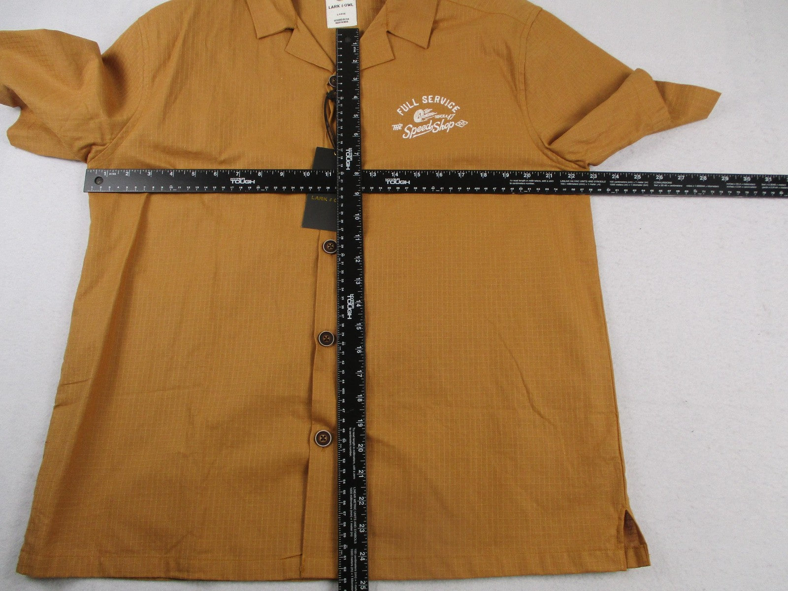 Lark & Owl Shirt Mens Large Orange Full Service Speed Shop AVIRGILE3YM