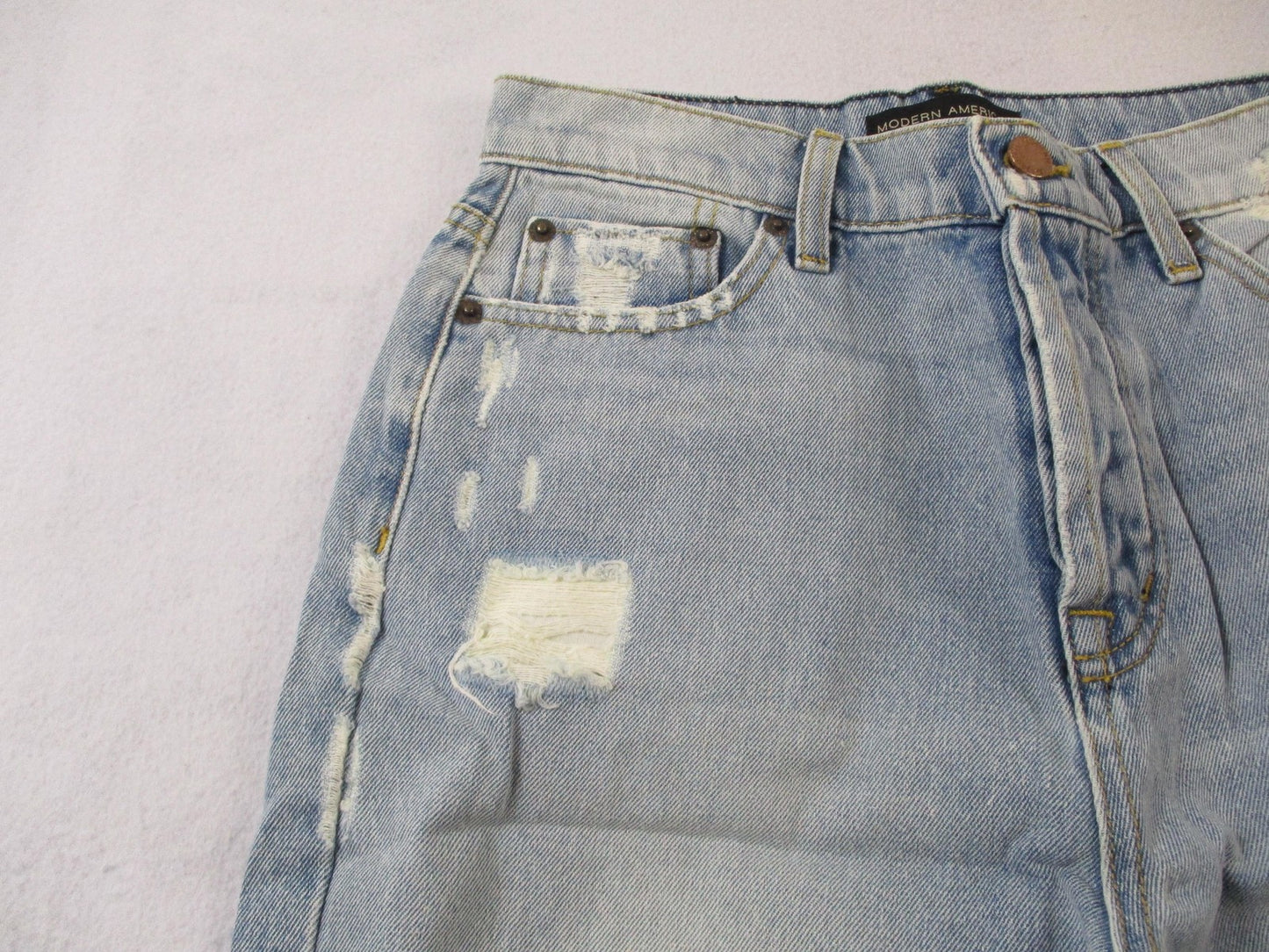 Modern American Rexford Crop Jeans Womens 26 Blue HighRise Distress Relaxed 14671