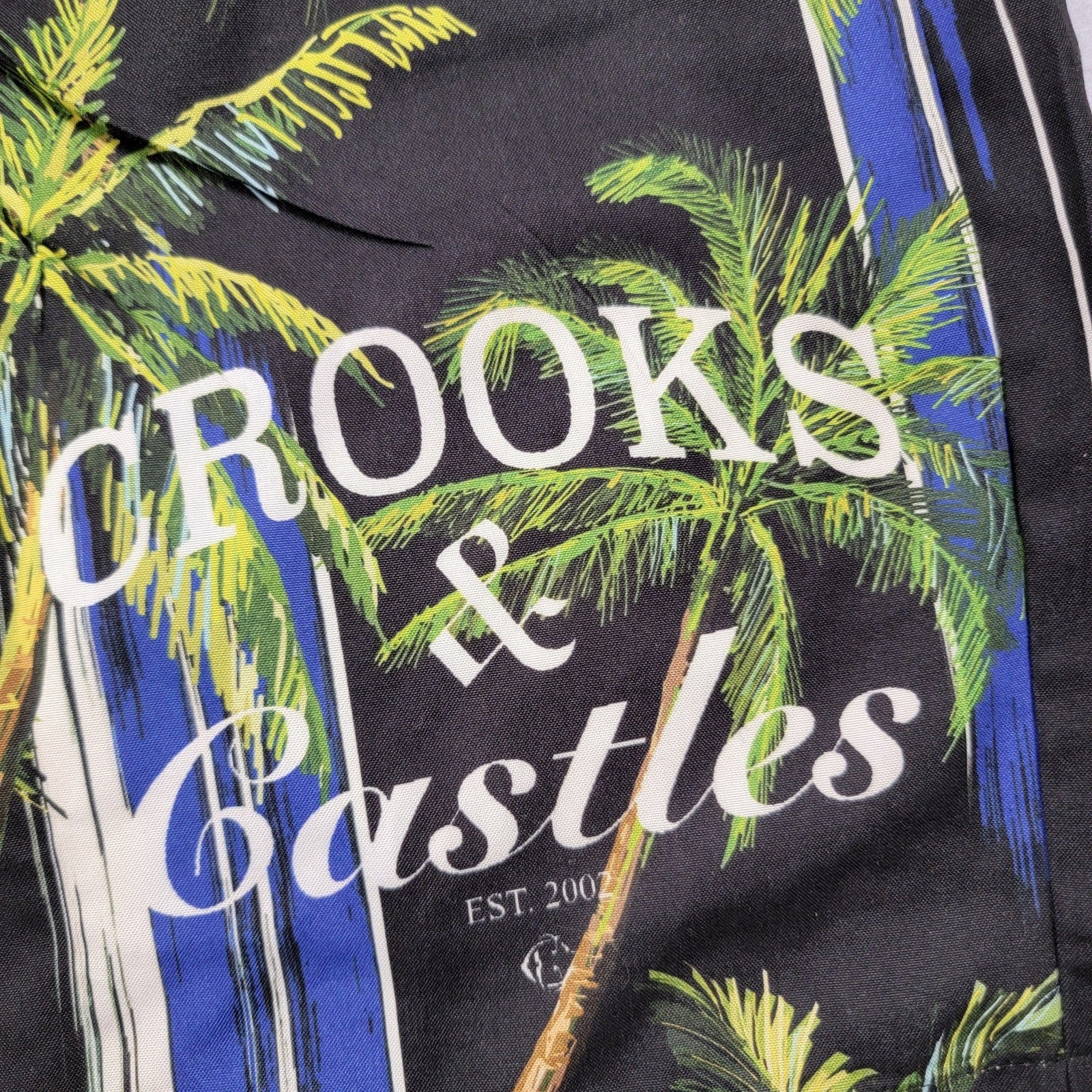 Crooks & Castles Palm Tree Print Boardshorts Men’s Medium Tropical Swim Trunks2