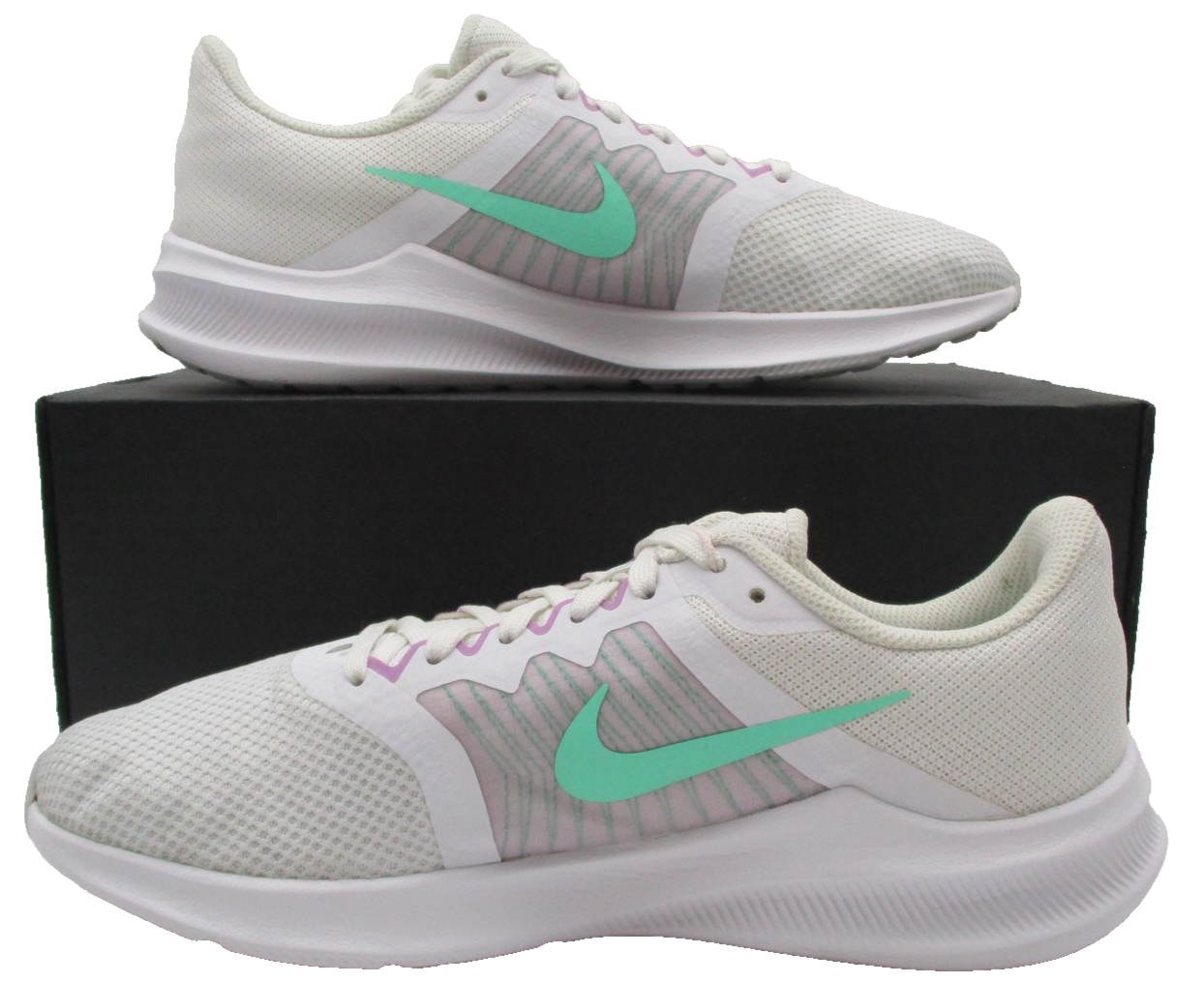 Nike Downshifter Shoes Womens Size 10 White Teal Running Sneakers CW3413101 1T51