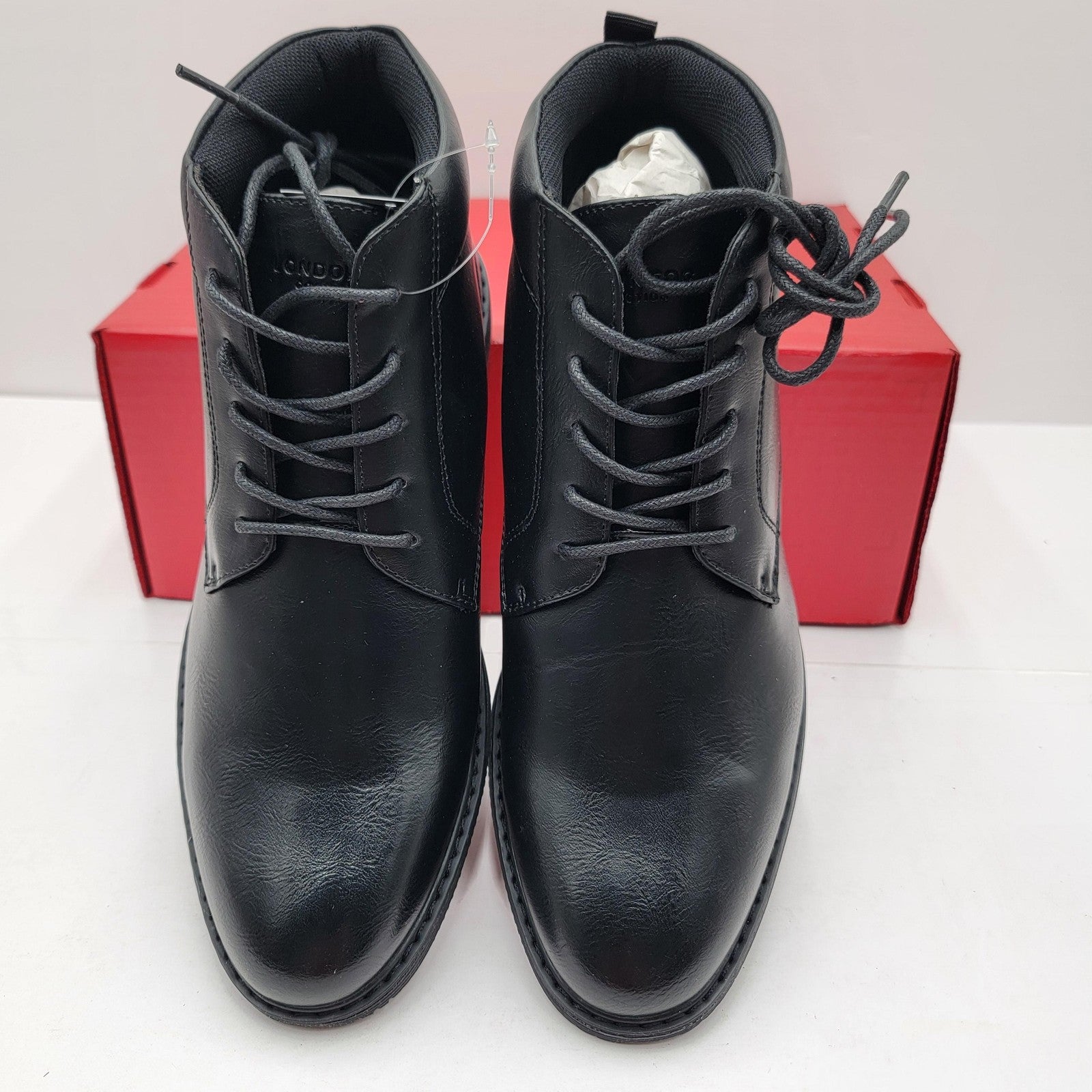 London Fog Tyler Chukka Shoes Mens Size 8 Black Memory Foam Dress Boots New3
