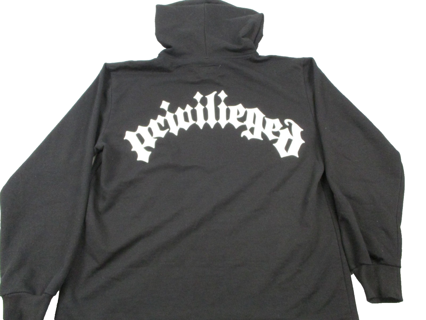 Bleecker&Mercer Hoodie Mens XL Black Privileged Graphic Pullover Sweatshirt 12161