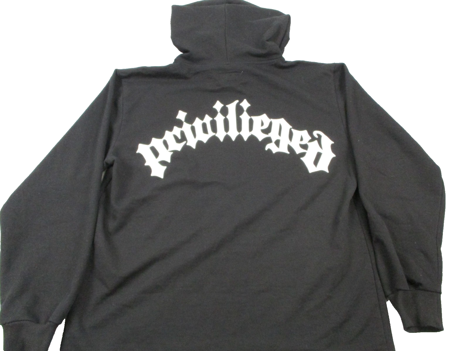 Bleecker&Mercer Hoodie Mens XL Black Privileged Graphic Pullover Sweatshirt 12161