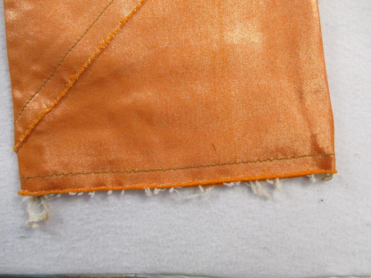 Golden Jeans Mens 34 Orange Metallic Flare Distressed Stretch Denim USA 14377