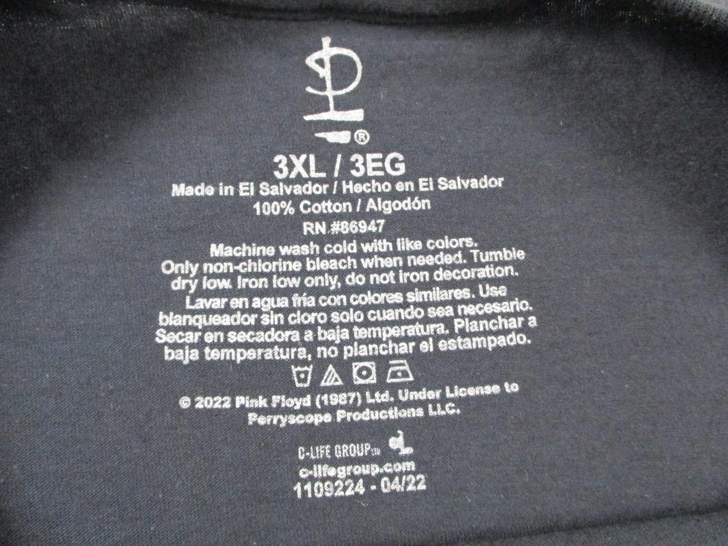 Pink Floyd Mens 3XL Black Dark Side Of Moon Graphic Band Tee Rock Music 1371723