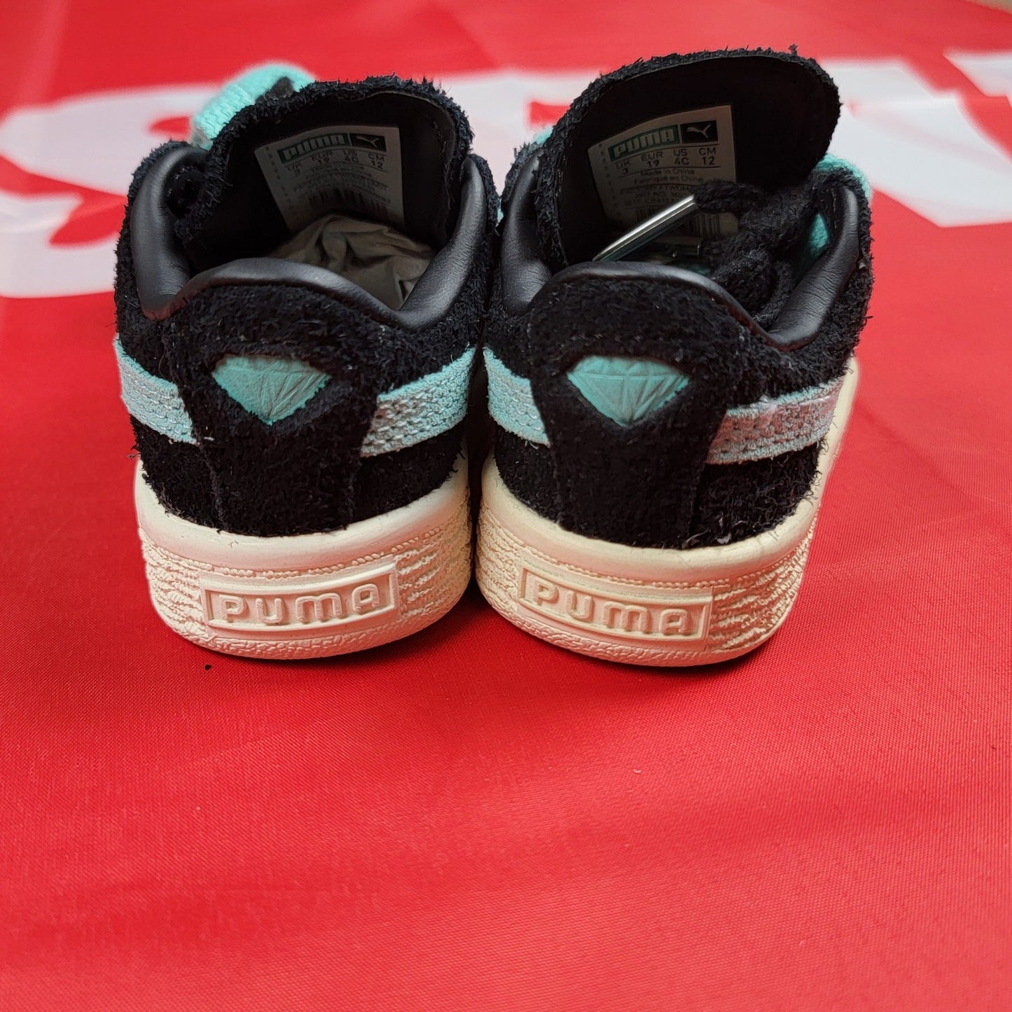 Puma Suede Diamond Supply Company Black/Diamond Blue Sz 4C 365712 01 4