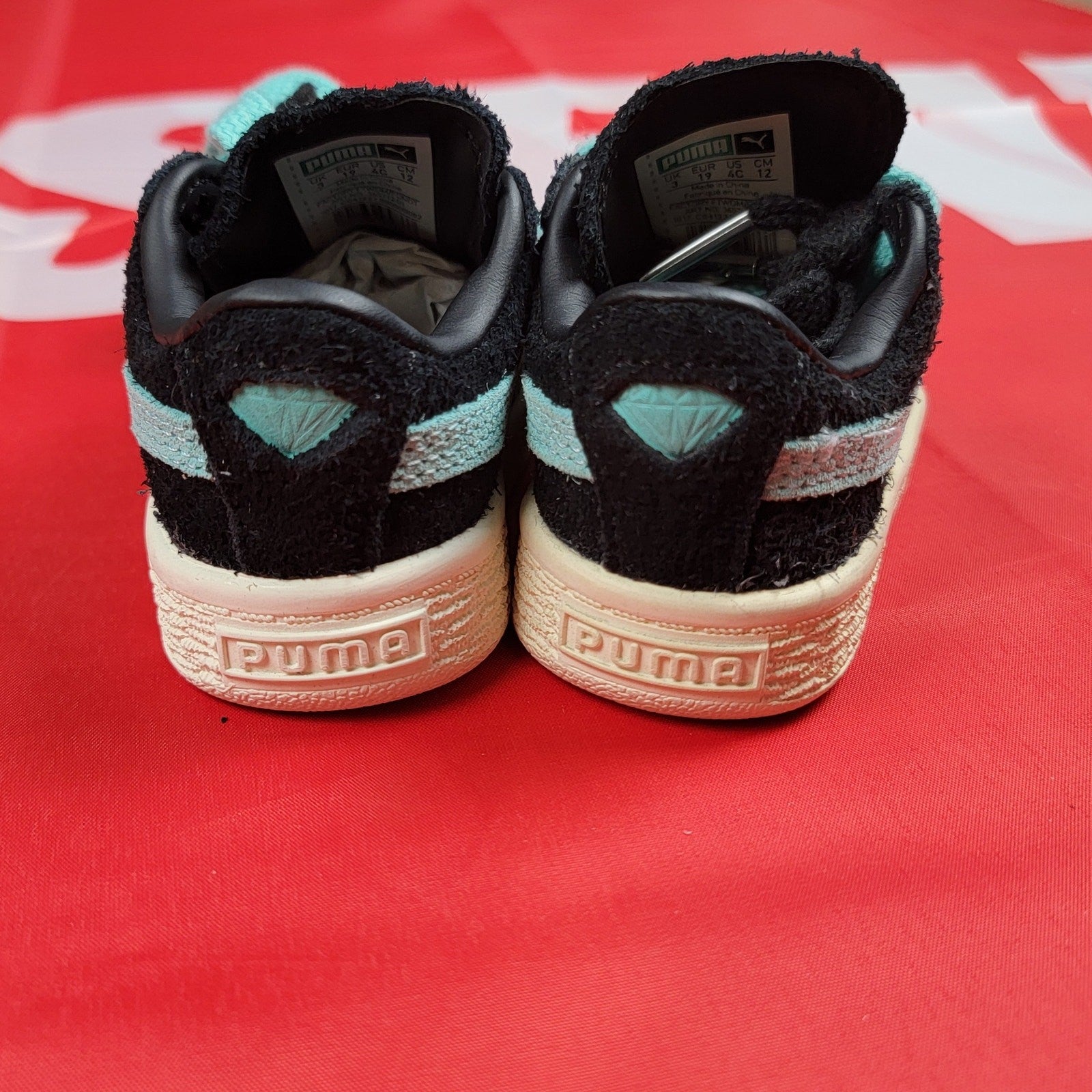 Puma Suede Diamond Supply Company Black/Diamond Blue Sz 4C 365712 01 4