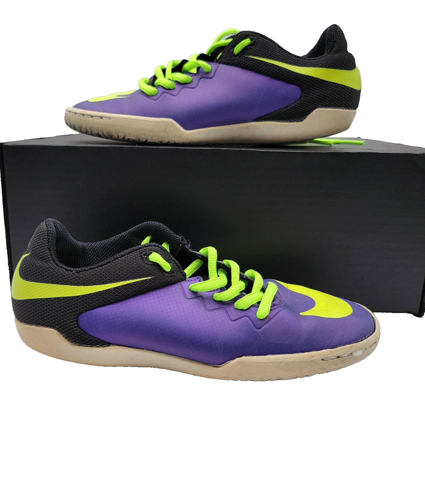 Nike Shoes Youth Sz 4Y HypervenomX Pro Indoor Soccer Purple Black 749923507 2180