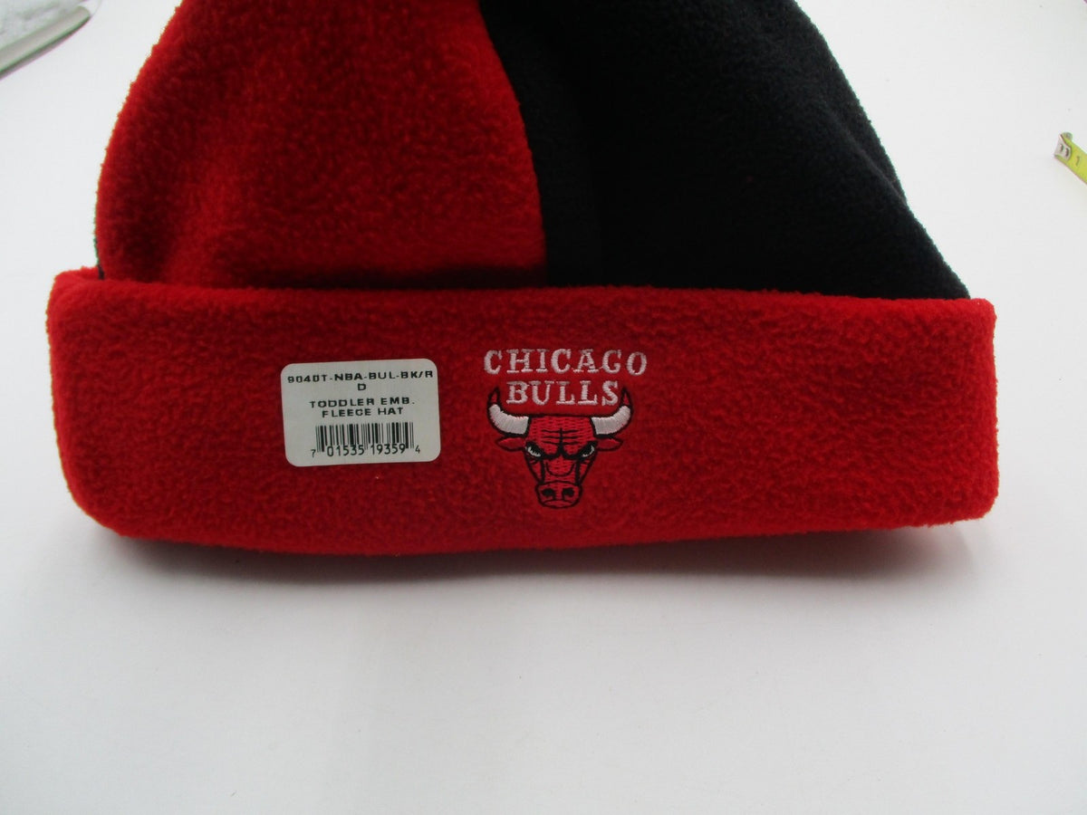 Chicago Bulls Hat Cap Fleece Knit Beanie Boys One Size Red Black NBA Basketball1