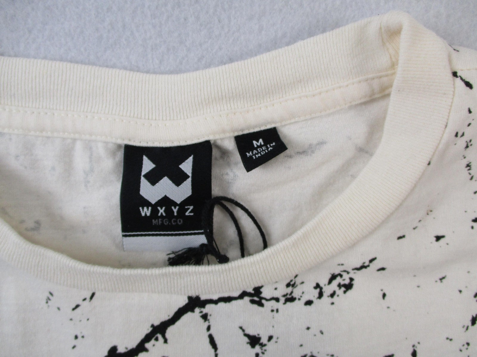 WXYZ Shirt Mens Medium White Skull Graphic Marble Splatter Allover Print Tee2