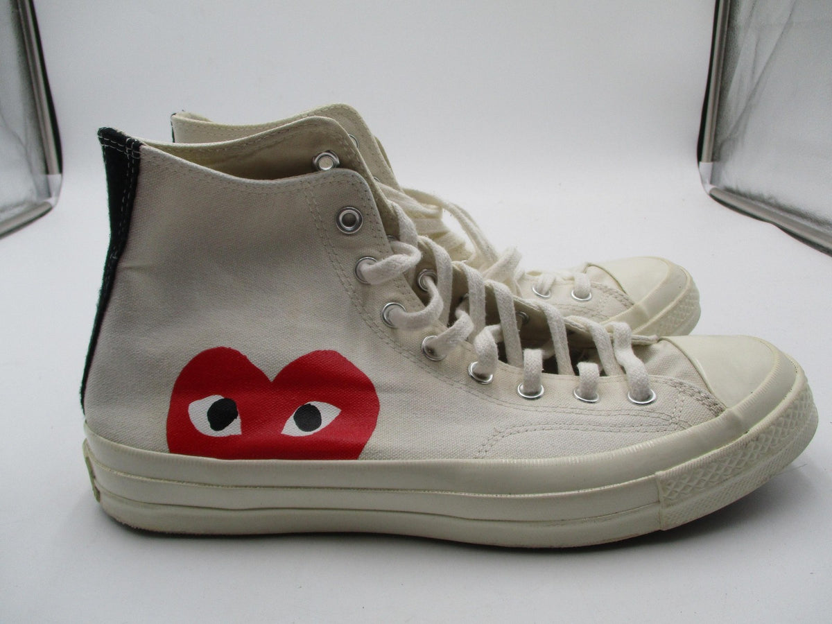 Converse Chuck Taylor Play CDG Shoes Mens Size 10 White High Top Heart 150205C2