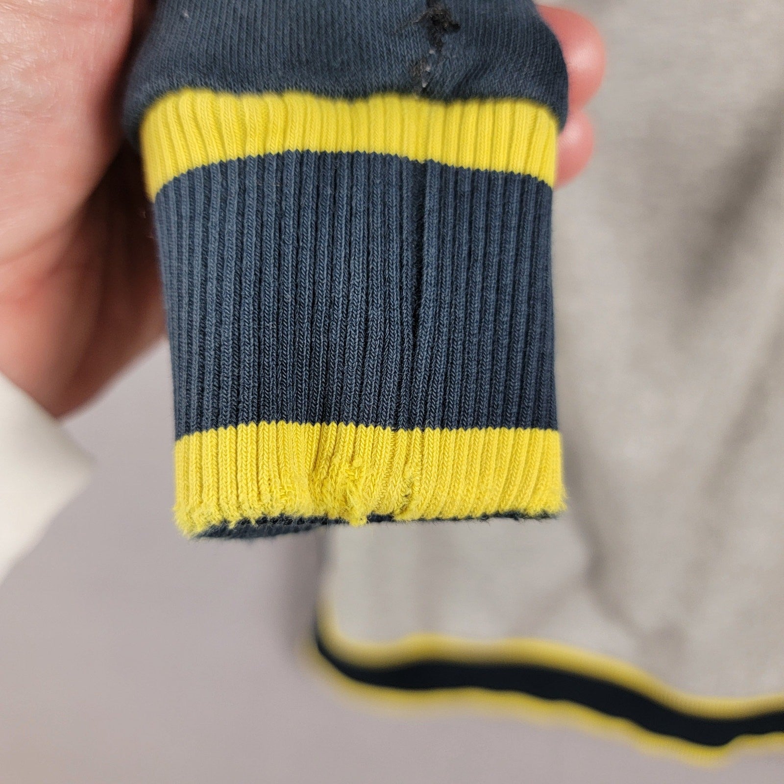 Kappa Men’s Varsity Jacket Gray Navy Yellow Trim Full Snap Front Size XL