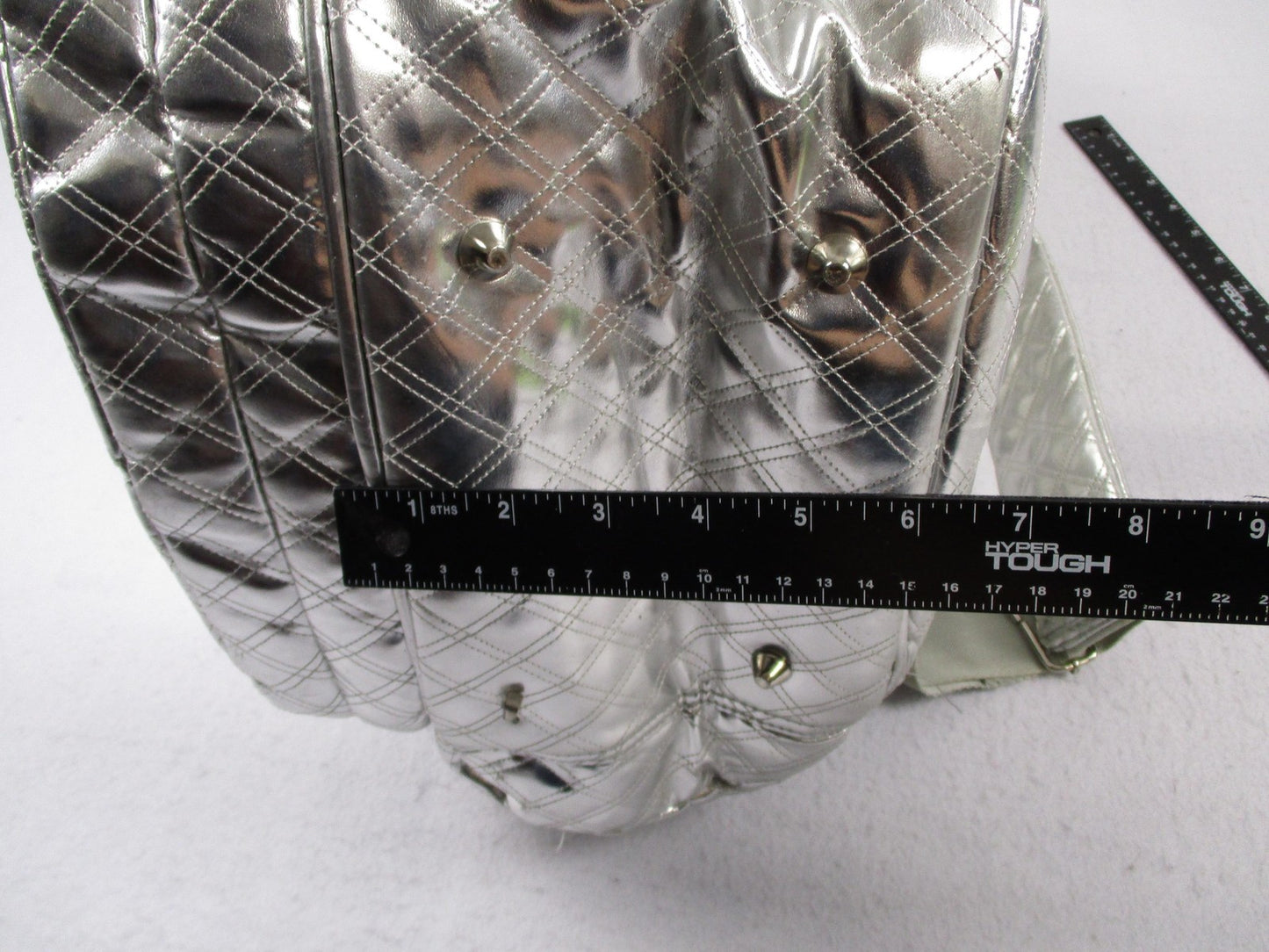 Life Is Tennis Metallic Quilted Backpack Bag Silver Tennis Racket Holder Gear14