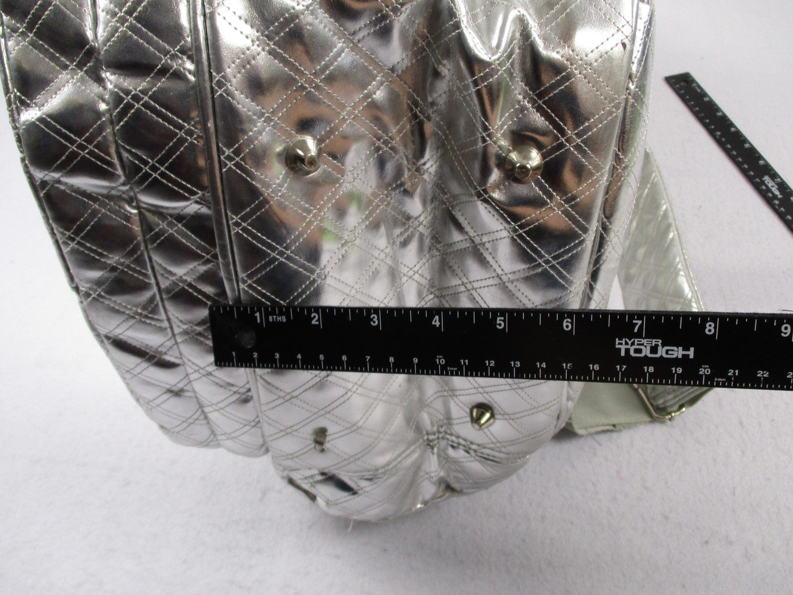 Life Is Tennis Metallic Quilted Backpack Bag Silver Tennis Racket Holder Gear14