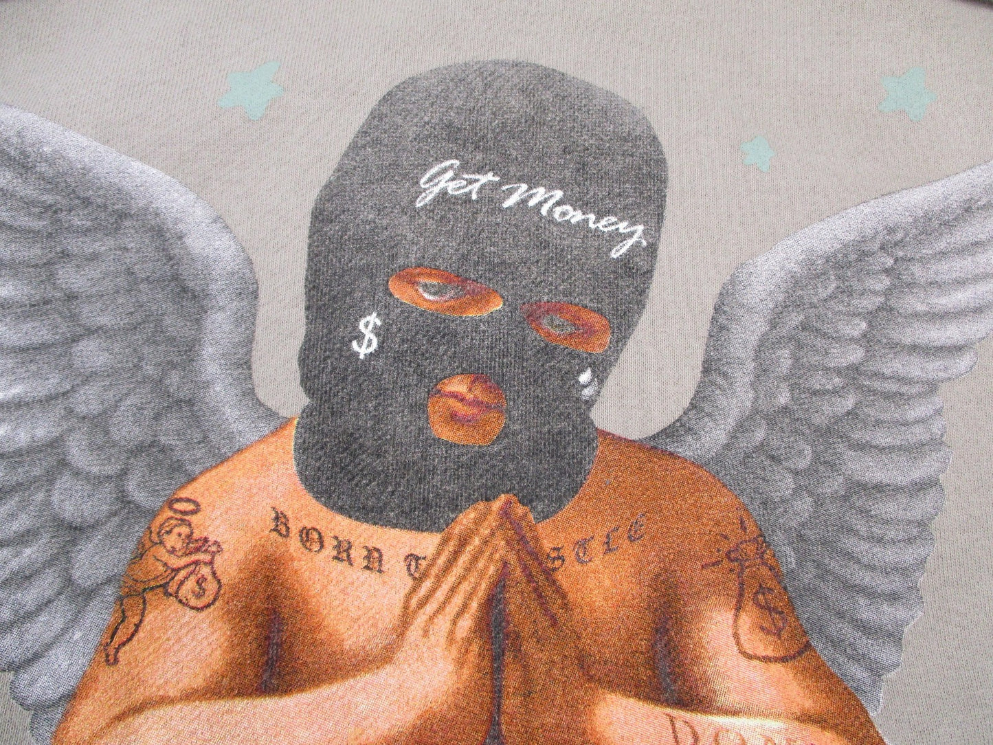 Hasta Muerte Hoodie Men 2XL Tan Hustle Daily Praying Angel Get Money Graphic12157