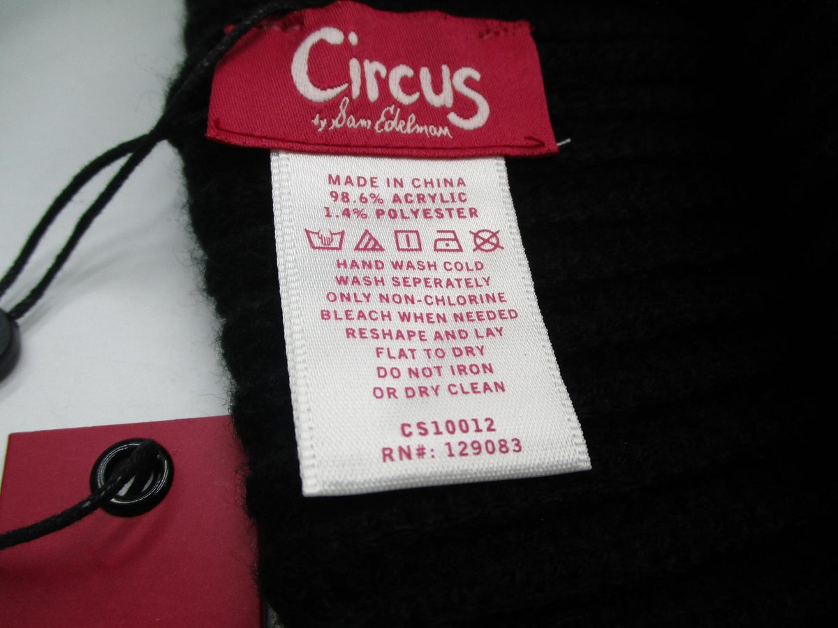 Circus By Sam Edelman Hat Beanie Womens One Size Black Stripe Logo Knit Winter1