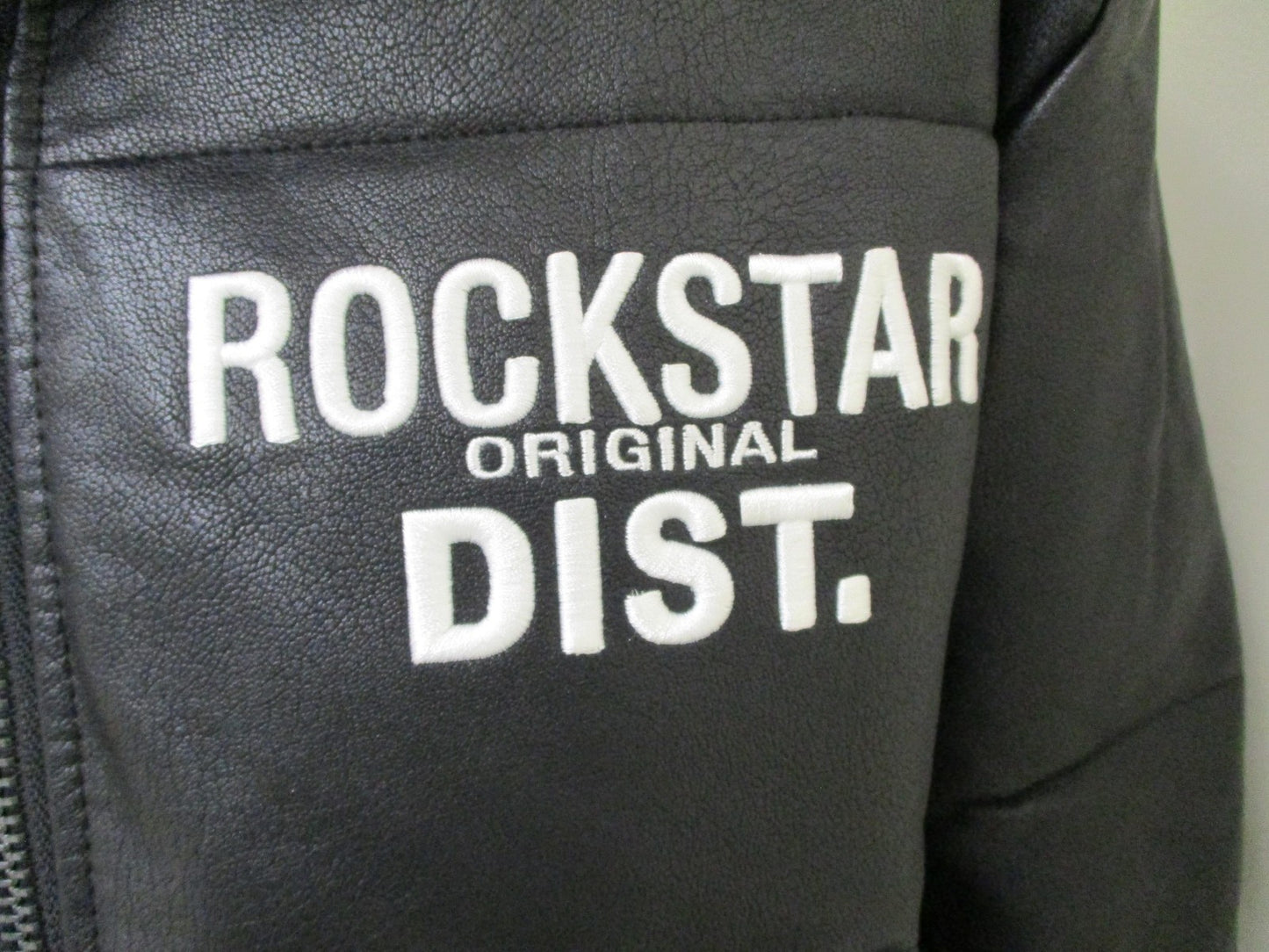Rockstar Original Kensen Jacket Mens Large Black Faux Leather Puffer 16915