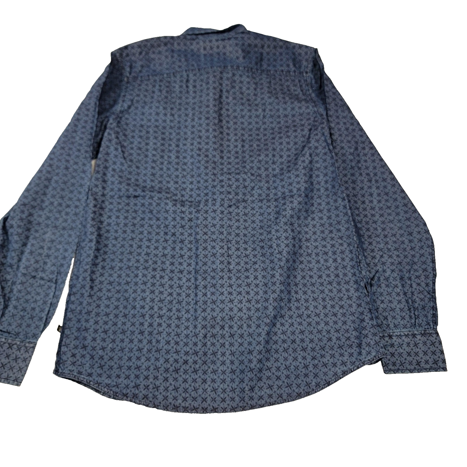 Indigo Star Shirt Mens Small Denim Long Sleeve Amumu Stone Wash Print