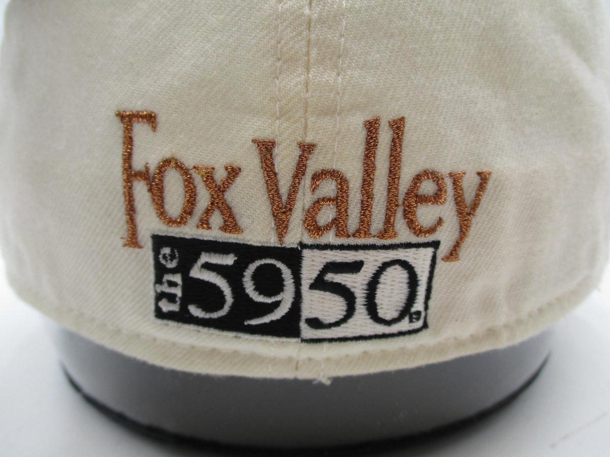 Fox Valley Hat Cap Fitted Mens 7 1/4 White Black Baseball 59FIFTY New Era7