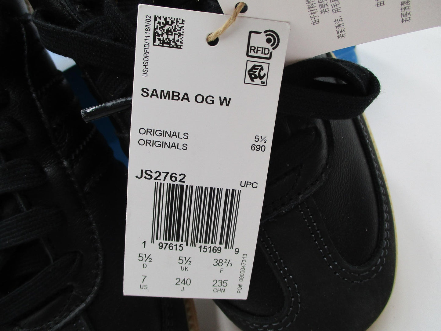 Adidas Samba OG W Shoes Womens Size 7 Black Gum Leather JS2762 Originals Classic7