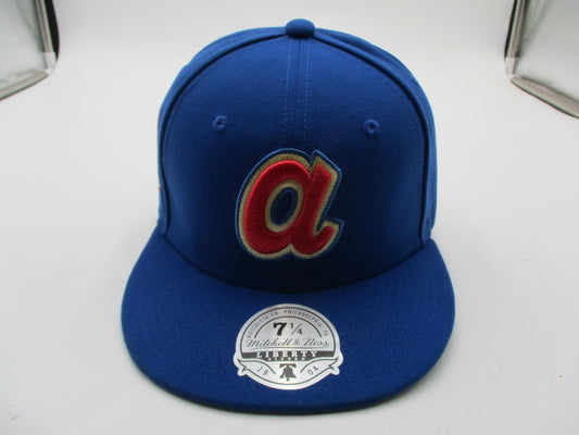 Atlanta Braves Hat Cap Fitted Mens 7 1/4 MLB Baseball Mitchell Ness Cooperstown0