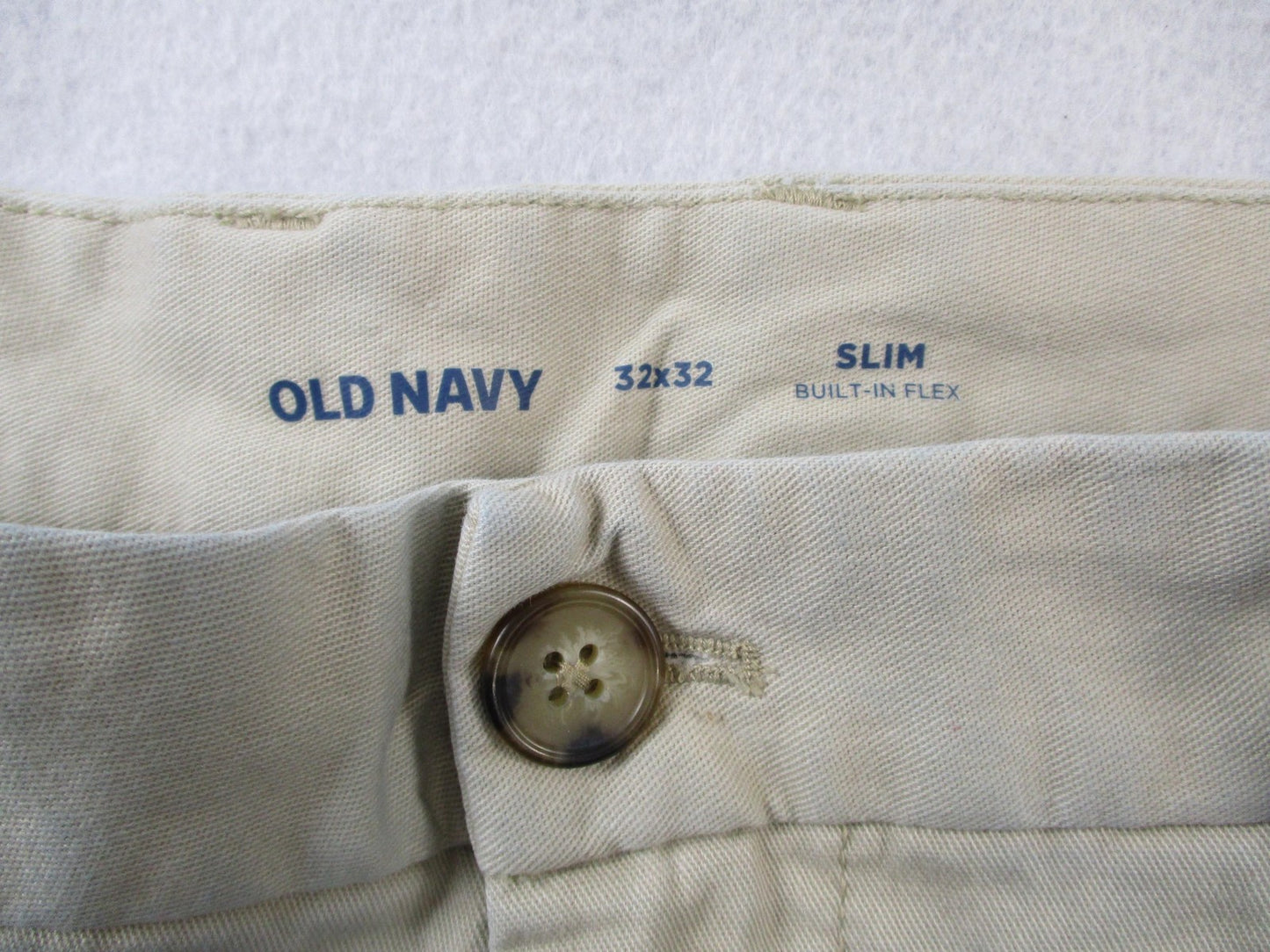 Old Navy Pants Mens 32x32 Beige Slim Chino BuiltIn Flex Stretch Khaki 14332