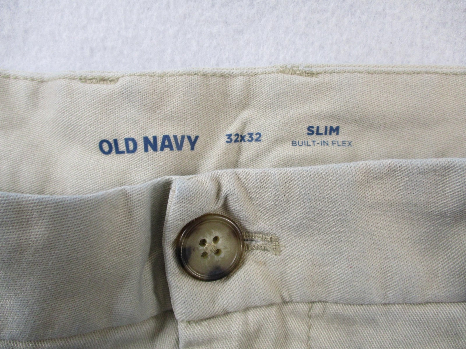 Old Navy Pants Mens 32x32 Beige Slim Chino BuiltIn Flex Stretch Khaki 14332