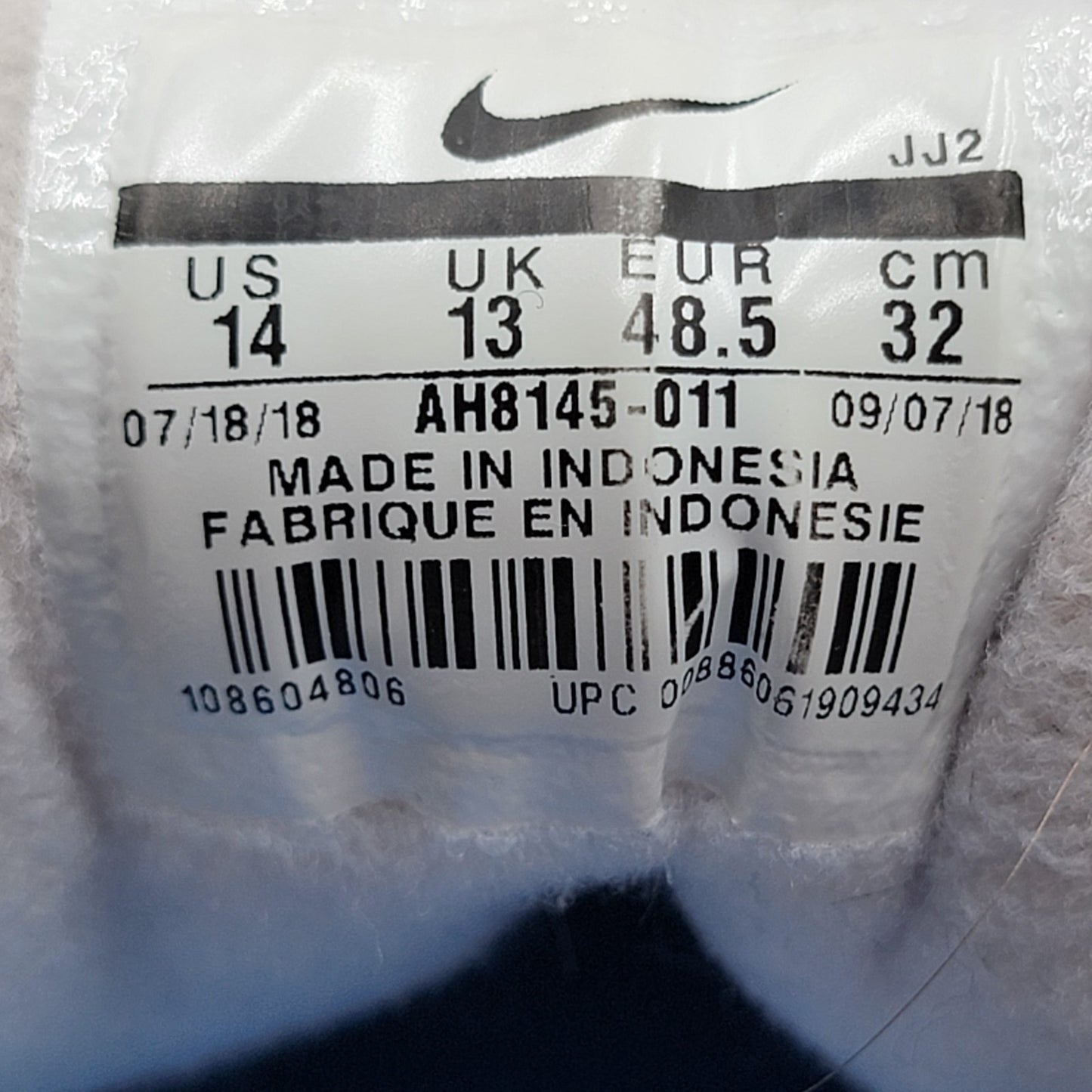 Nike Air Max 1 AH8145011 Gray White Men’s Size 14 Retro Running Shoes